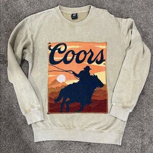 Coors Banquet Embroidered Cowboy Crewneck Sweatshirt